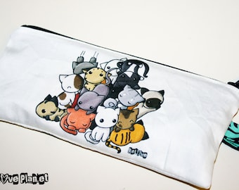 Pile of Kitties Zipper Purse Pouch - Medium - Cosmetic Pencil Wallet - ReLove Plan.et