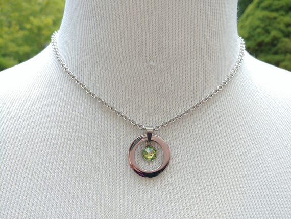 24/7 Wear Discreet Symbolic O Ring Day Collar Necklace with Personalized Swarovski Birthstone Crystal Options, BDSM Submissive Collar, DDLG