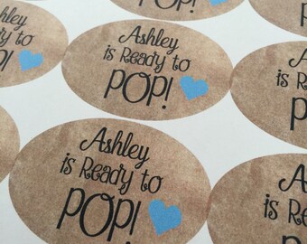 Ready To Pop Stickers, Ready to Pop, Ready to Pop Tag, Ready to Pop Baby Shower Popcorn, Custom Stickers, Sticker Labels, 15 STICKERS