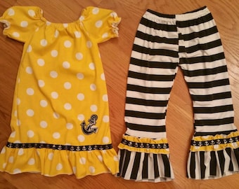 Anchor Down Ruffled Pants Set