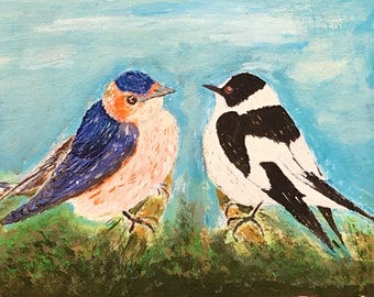Acrylic painting of Two Birds