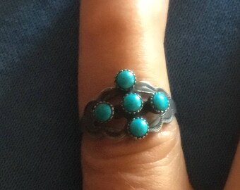 Fred Harvey Era RING Sterling & Turquoise size 6