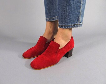 Vintage Suede Loafers / Vintage 60s Shoes / Mod Shoes Δ size 6.5