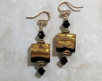 Murano Tri-color Gold-Filled Earrings