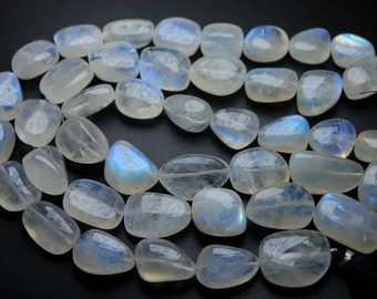7 Inches Strand,Finest Quality,Blue Flashy Rainbow Moonstone Smooth Polished Nuggets 12-18mm Large