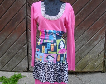 Sale 50 % OFF/Grazy Art fanky dress/OOAK//size 38 unique,ecofriendly/ailidesign/to Wear dress BASKET/Boho/Hippie
