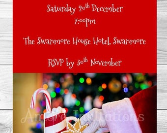 Digital Printable Christmas, Santa Claus, Party, Birthday Invitation Template – Downloadable Instant Download – Microsoft Word