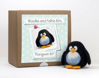 Penguin Needle Felting Kit-Felting gift-Needle Felting Kit-Woollie and Feltie Kit, Pongwin Kit