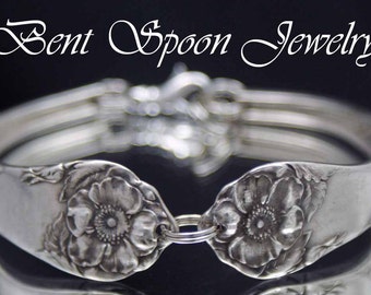 Spoon Jewelry, Spoon Bracelet, Briar Rose 1910 Antique Silver Spoon Bracelet, Silverware Jewelry