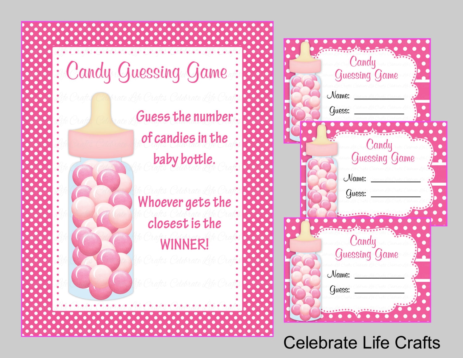 Baby Shower Printable Game Candy Jar Or Bottle Guessing Game