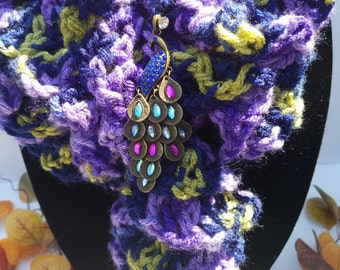 Ruffled handmade crochet scarf.