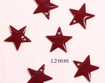 6 sequins star enamelled brass red 12mm