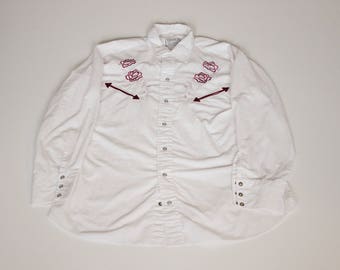 Vintage 1980's H Bar California Ranchwear "Cowboy" Shirt Size 34-15.5 Neck