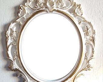 SALE Large White Gold Wall Mirror/ Ornate Mirrors/ Baroque Mirror/ Shabby Chic Mirror/Hollywood Regency Mirror Bathroom Bedroom Nursery