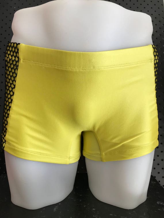 INTRODUCING our Mens euro swim truck brand: ROGUEswim ** REBELyell/BLACK fishnet mesh paneled swim short