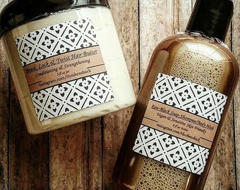 Raw Black Soap Shampoo/Bodywash Set and Braid, Lock & Twist Hair Butter! No Chemicals, Vegan Friendly! All Natural and Organic Ingredients!
