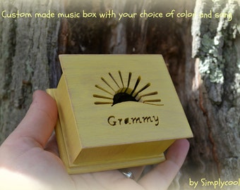 music box, wooden music box, custom made music box, you are my sunshine, personalized music box, musical box, music box shop,