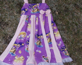 custom boutique twirl dress made with disney tangled fabric 2-6