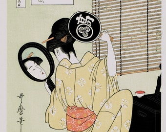 Japanese Ukiyo-e Woodblock print, Utamaro, "Takashima Ohisa"