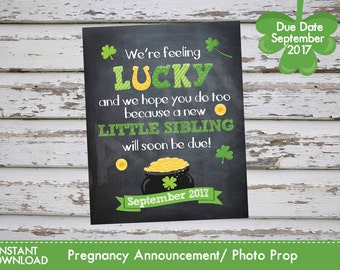 Saint Patricks Day Pregnancy Announcement, St. Patrick's Pregnancy Photo Prop SEPTEMBER 2017 DIY