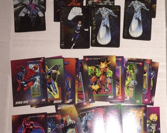 An Assortment of Marvel Magnet and Trading Cards