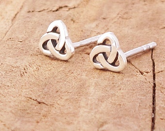 Sterling Silver Teeny Tiny Celtic Triquetra Knot Goddess Stud Earrings