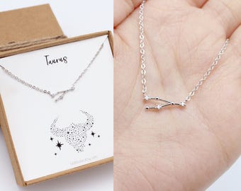 Taurus necklace, constellation, necklace, Taurus gifts, zodiac jewelry, Taurus jewelry, zodiac necklace, horoscope necklace, rose gold