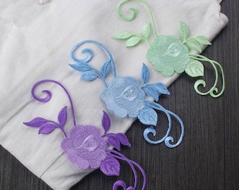 Embroidery Flower Patches. Iron-on Backing. Perfect for Denim Shorts, Floral Applique iron on, Embroidered Sewing supplies Applique
