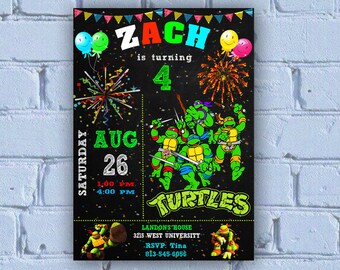 Ninja Turtle Invitation, Ninja Turtles Party, TMNT invitation, Teenage Mutant Ninja Turtle invitations, TMNT Birthday Invitation