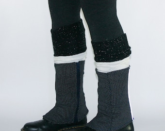 Eco design Leg warmers by DominiqueJuliette / black silver tincel / yoga / dance / boot socks / winter / gift idea / christmas / ballet