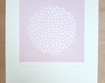 Lots of love (pink); linocut; original