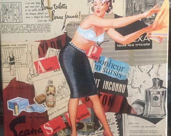 Painting canvas collage journals vintage authentic 50's