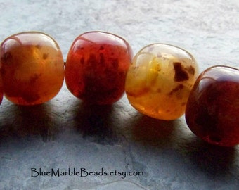 Vintage Bead, Faux Gemstone, Lucite Bead, Boho Bead, Barrel Bead, Sunset, Red Bead, Speckle Bead, Marble Bead, Unique Bead, 10 Beads