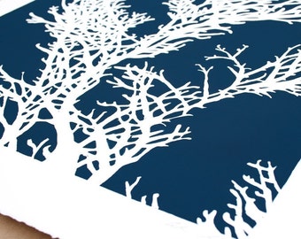 Seaweed Silhoutte - Limited Edition Silkscreen in Ocean Blue