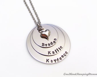 Hand Stamped Jewelry - Personalized Necklace - Personalized Mom Necklace - Hand Stamped Necklace - Nana Necklace - Grandma Necklace