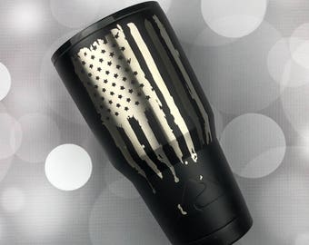 Distressed Flag Powder Coated Tumbler/Distressed Flag Powder Coated Rambler/Distressed Flag Powder Coated Cup