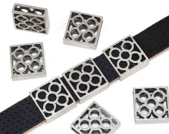 Pearl silver-plated Zamak - lace, flower - for 12.7 mm flat leather - PPMCP1216AG998 - the way