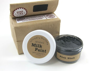 Black Milk Paint - Non-toxic All Natural Paint Perfect for Unfinished Wood Projects- Pitch Black