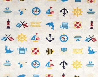 Japanese children Sevenberry fabric - Cotton - Navy on white background - 50cm (110 x)