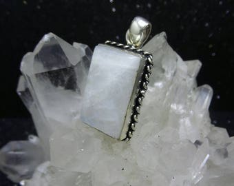 Rainbow Moonstone Sterling Silver Pendant.