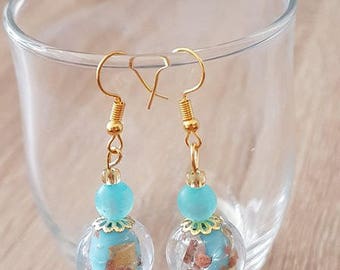 Fancy blue and gold earrings