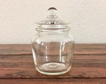 Small Glass Apothecary Jar / Vintage Jar / Kitchen Storage / Candy Counter Display Jar / Vanity Decor / 1