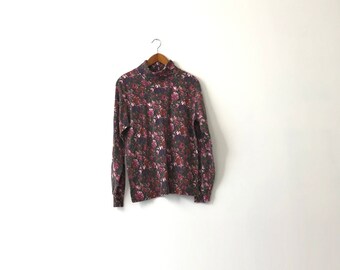 Faded Floral Turtleneck Shirt - Womens L