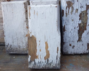 Antique Wood Architectural salvage Trim rosette Boards Supplies Chippy white Repurpose Restoration supplies