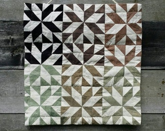 Wall quilt, rustic wall hanging, geometric decor, modern rustic art, quilted wall hanging, textile art, folk art, quilt, home decor,