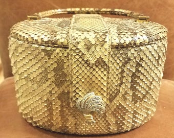 Vintage Rendl Snake skin Handbag with Rhinestone Clasp