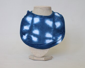Newborn bib - woozy triangles - hand dyed indigo shibori