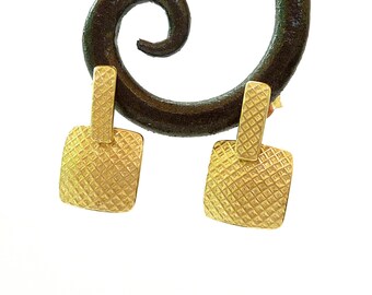 Square earrings Gold earrings, Square Gold post earrings 18K Gold earrings - Fine Jewelry