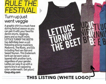 SALE lettuce turnip the beet ® trademark brand OFFICIAL site - light grey tank top with white logo - seen in DJ Mag in 2015