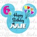 PRINTABLE Disney Cruise Magnet or Disney World Iron-On Personalized Mickey Birthday Balloons JPEG